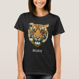 T-Shirt au visage de tigre sauvage et calligraphie