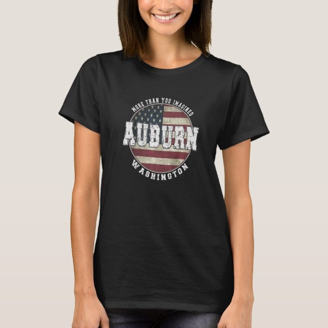 T-shirt Auburn Washington, drapeau d'Amérique Vintage Prem (Devant)