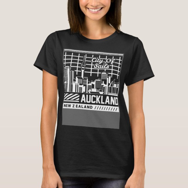 T-shirt Auckland Nouvelle-Zélande plan d'horizon de la vil (Devant)
