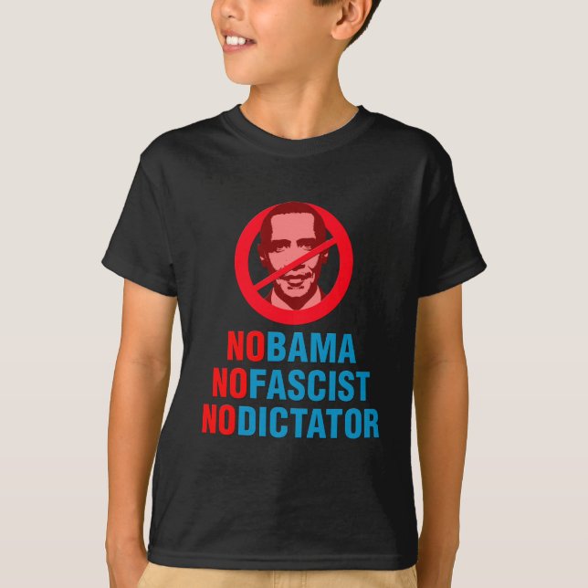 T-shirt AUCUN OBAMA PAS FASCISTE AUCUN DICTATEUR (v133x) (Devant)
