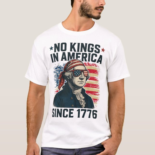 T-shirt Aucun rois en Amérique depuis 1776 Distressed USA (Devant)