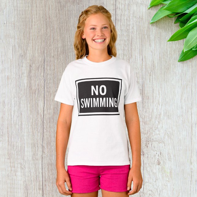 T-shirt Aucun signe de natation Gras Noir et Blanc Avertis (Créateur téléchargé)