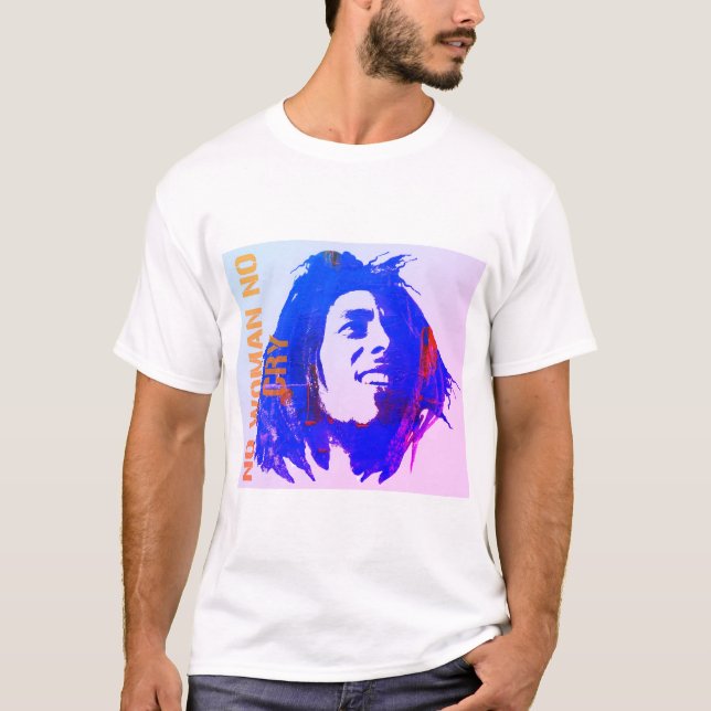 T-shirt Aucune femme pas pleurer bob marley (Devant)