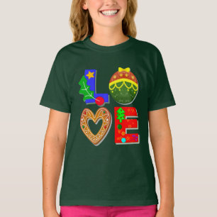 T-shirt Audacieuse typographie rétro, amour Noël et cookie