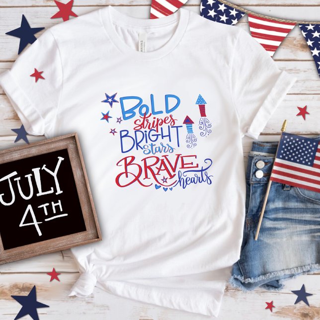 T-shirt audacieux et courageux USA Fun Inspirivity (Créateur téléchargé)