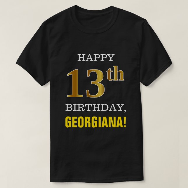 T-shirt Audacieux, noir, anniversaire d'or de Faux 13ème (Design devant)