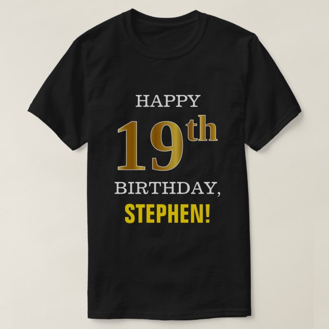 T-shirt Audacieux, noir, anniversaire d'or de Faux 19ème (Design devant)