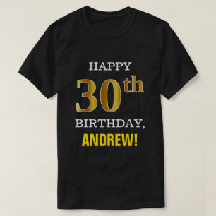T-shirt Audacieux, noir, anniversaire d'or de Faux 30ème