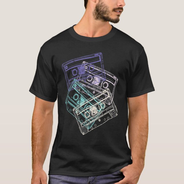 T-shirt Audio Cassette 80s 80s Party Costume 3 (Devant)
