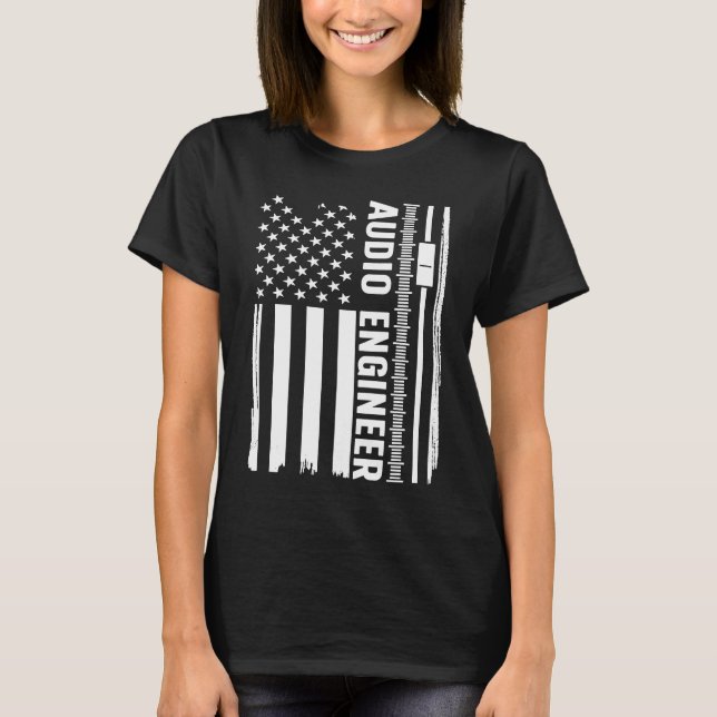 T-shirt Audio Engineer American Flag Audio Engineering (Devant)