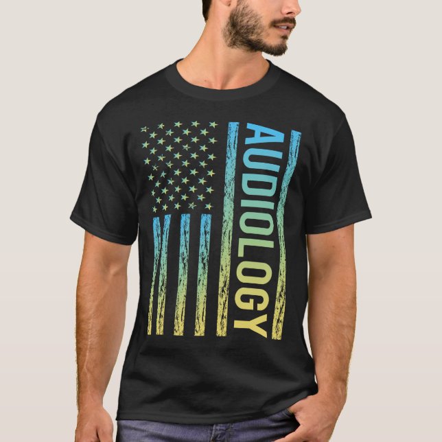 T-shirt Audiologiste de l'audiologie du drapeau de dégradé (Devant)