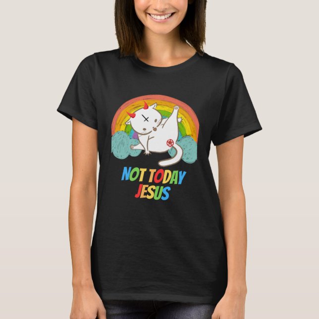T-shirt Aujourd'hui pas Jésus Diable Adoration Satanique H (Devant)
