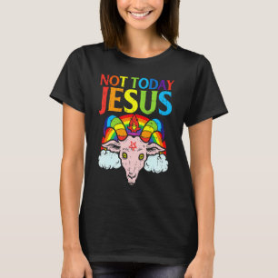 T-shirt Aujourd'hui pas Jésus Satan Bouc Satanique Arc-en-