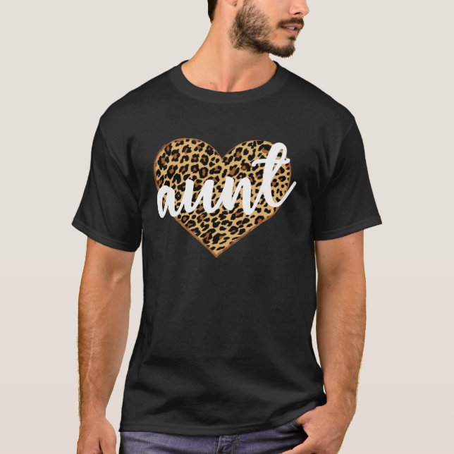 T-shirt Aunt Leopard Print Heart Cute (Devant)