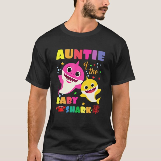 T-shirt Auntie Of The Baby Shark Birthday Auntie Shark (Devant)