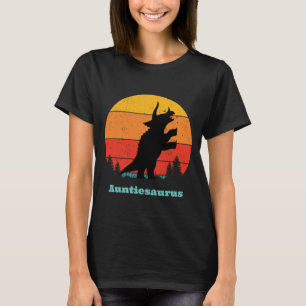 T-shirt Auntiesaurus du coucher de soleil rétro