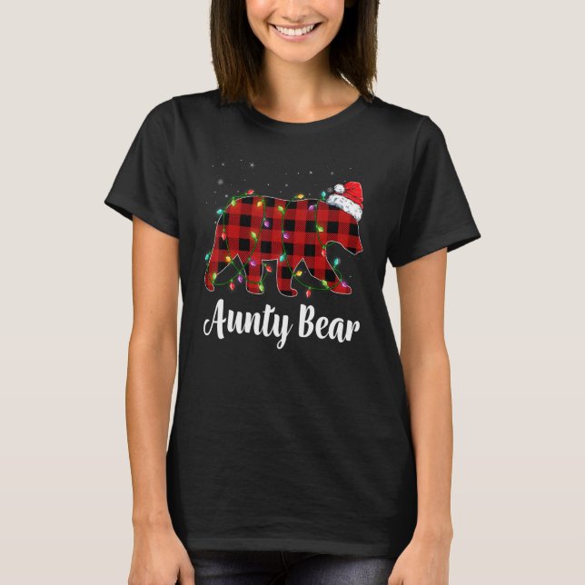 T-shirt Aunty Bear Buffalo Red Plaid Matching Family Chris (Devant)