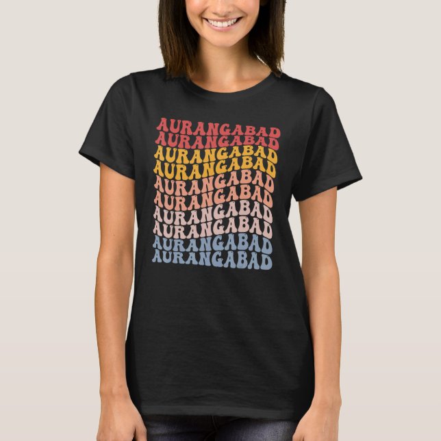 T-shirt Aurangabad City Groovy Retro (Devant)