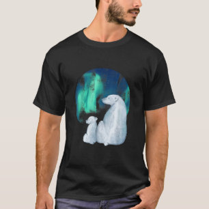 T-shirt Aurora boréale du Nord éclaire une mignonne mère p
