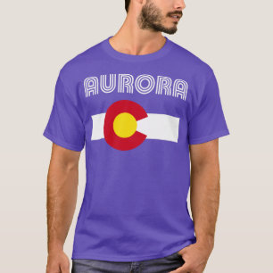 T-shirt Aurora Drapeau Colorado Retro Accueil Amour Famill