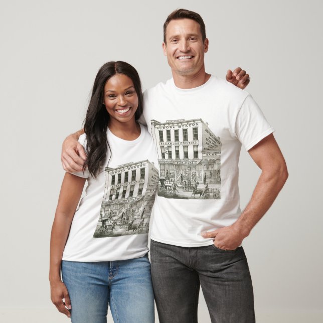T-shirt Aurora Illinois Aurora Beacon News 1871 Stone Lith (Unisexe)