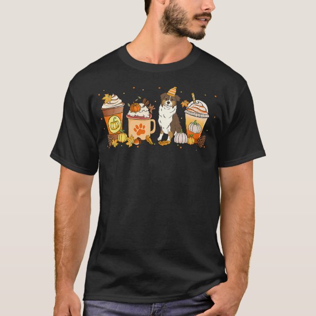T-shirt Aussie Coffee Pumpkin Spice Dog Lovers Fall Thanks (Devant)