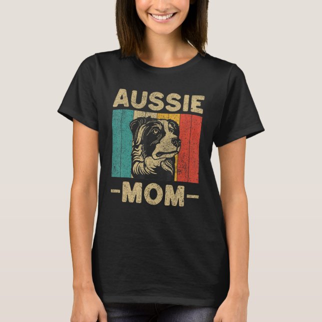 T-shirt Aussie Mom  Retro Australian Shepherd (Devant)