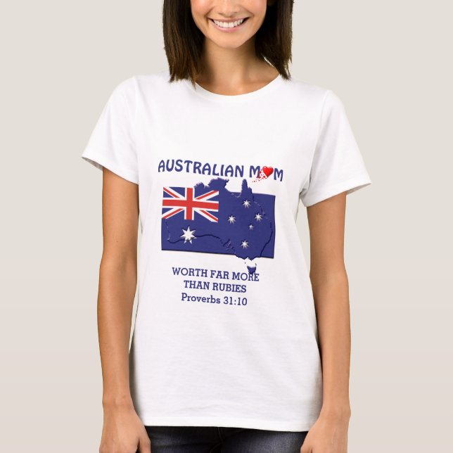 T-shirt AUSSIE MUM vaut plus que Rubies PROVERBS 31 (Devant)