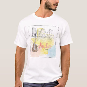 T-shirt Austin, croquis d'aquarelle du Texas