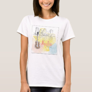 T-shirt Austin, Texas Esquisse d'aquarelle