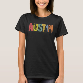 T-shirt Austin Texas Music Grain de bois déprimé