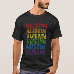 T-shirt Austin Texas Retro Rainbow Vintage City Hommes