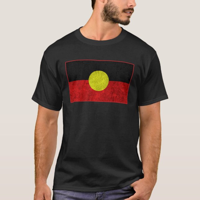 T-shirt Australian Aboriginal Distressed Flag Aborigines (Devant)