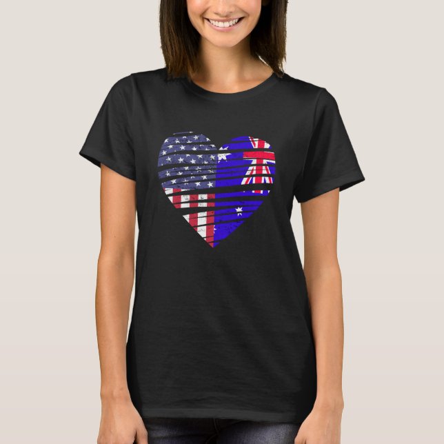 T-shirt Australian American Grown Heart USA Patriot Herita (Devant)