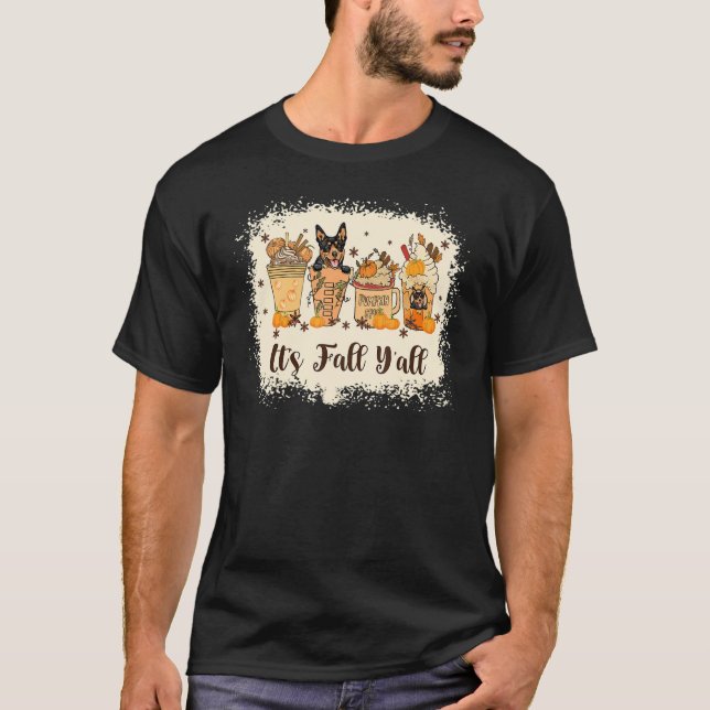 T-shirt Australian Dog on Pumpkin Spice Latte Fall Autumn  (Devant)