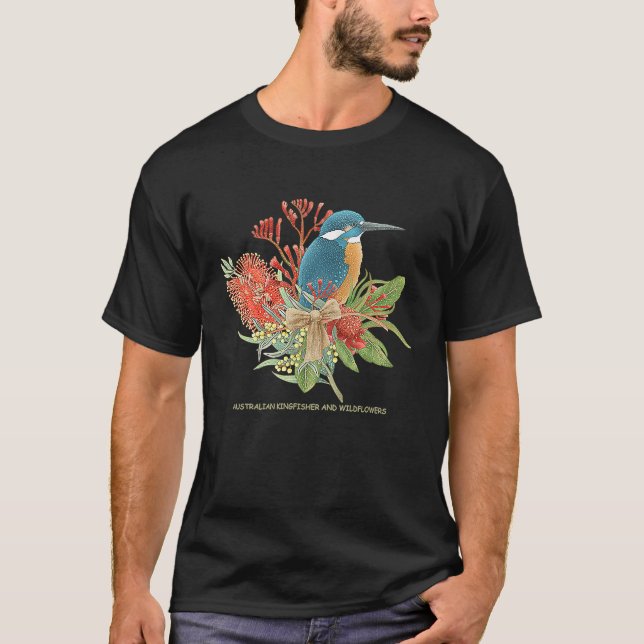 T-shirt Australian Kingfisher and Wildflowers (Devant)