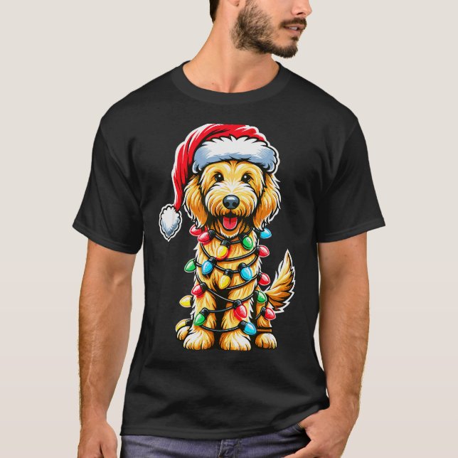 T-shirt Australian Labradoodle Christmas Tree Xmas Santa L (Devant)