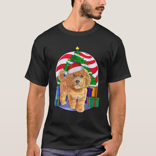 T-shirt Australian Labradoodle Dog Santa Christmas Tree De (Devant)