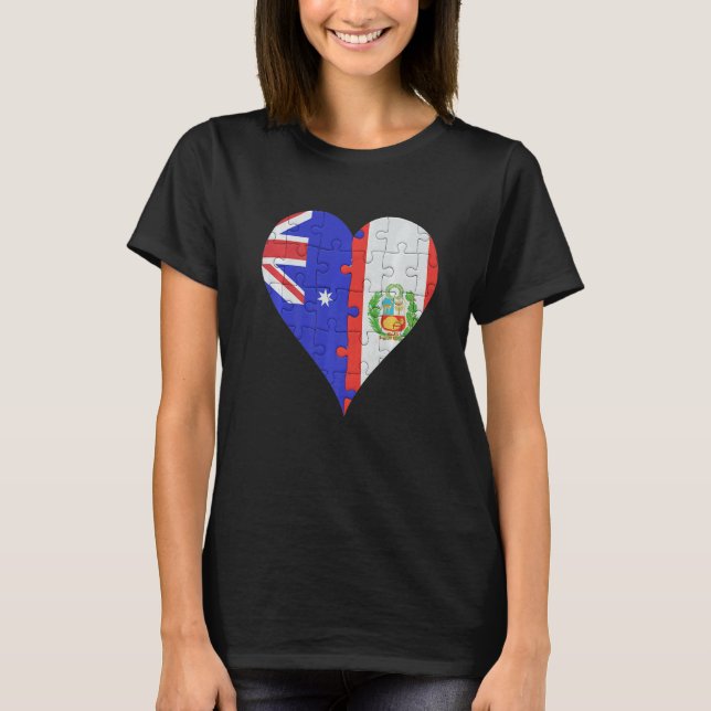 T-shirt Australian Peruvian Flag Heart (Devant)