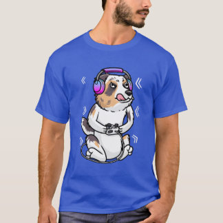 T-shirt Australian Shepherd Chien Vidéo Jeu Vidéo Gaming g