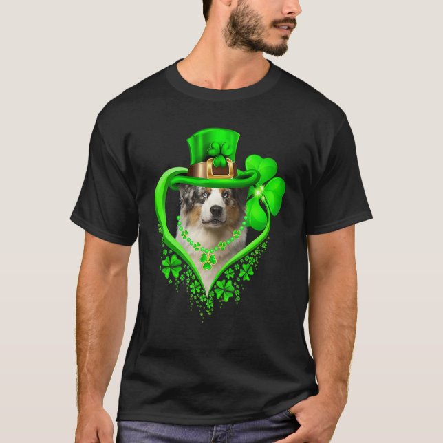 T-shirt Australian Shepherd Dog St Patricks Day Lover Iris (Devant)