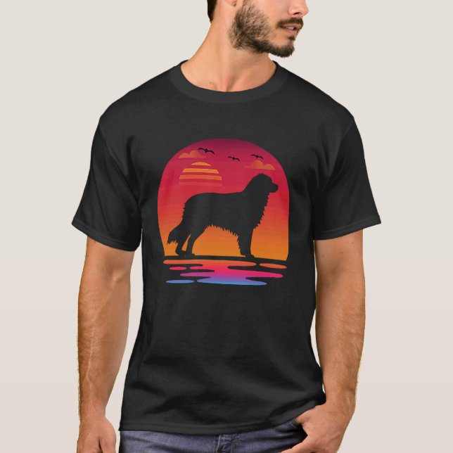 T-shirt australian shepherd dog  sunset Silhouette (Devant)