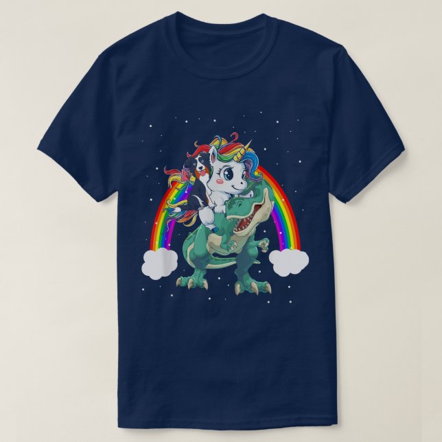 T-shirt Australian Shepherd Unicorn équitation Dinosaur Tr (Design devant)
