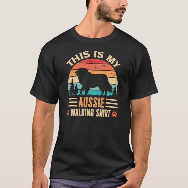 T-shirt Australian Shepherd Walking Aussie Dog Walker (Devant)