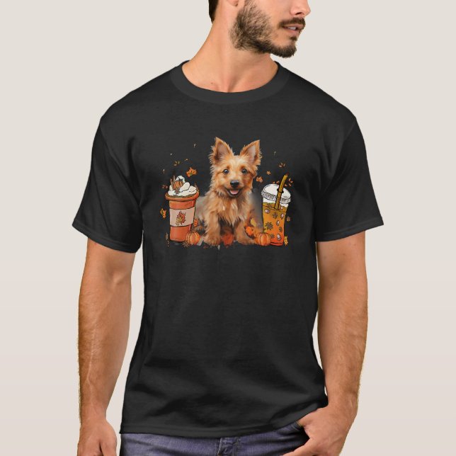 T-shirt Australian Terrier Café Chaleureux Chaud Automne A (Devant)