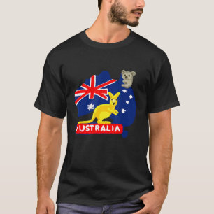 T-shirt Australie Carte du drapeau Continent Kangaroo Koal