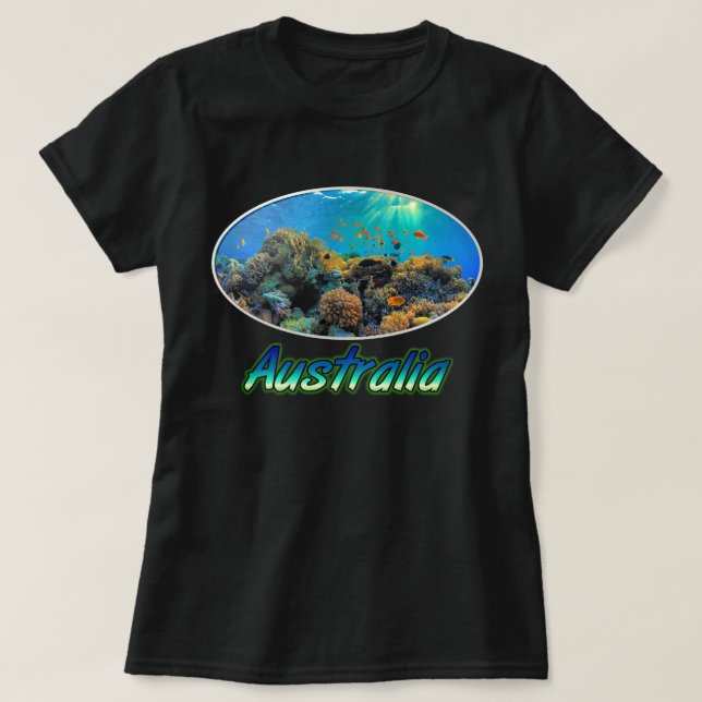 T-shirt Australie Grande barrière de corail stylisée (Design devant)