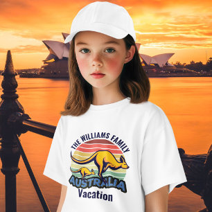 T-shirt Australie Voyage Cute Kangaroo Sunset Custom Kids