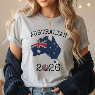 T-shirt Australiens Socceroos 2026 Drapeau Vintage Carte