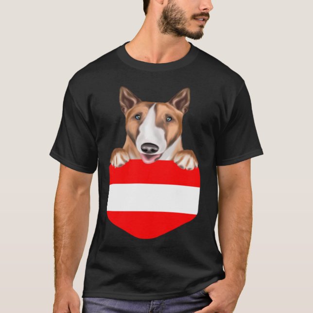 T-shirt Austria Flag Bull Terrier Dog In Pocket (Devant)